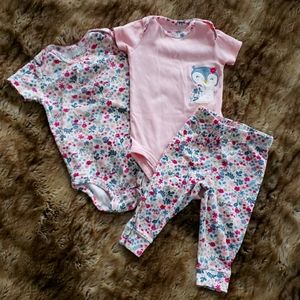 Pink Floral Owl Outfit Set